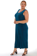 Vikki Vi Classic Deep Teal Sleeveless Maxi Tank Dress