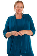 Vikki Vi Classic Deep Teal 3/4 Sleeve Kimono Jacket