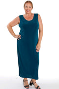 Vikki Vi Classic Deep Teal Sleeveless Maxi Tank Dress