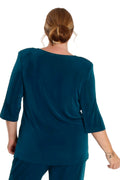 Vikki Vi Classic Deep Teal V-Neck 3/4 Sleeve Tunic