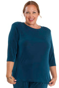 Vikki Vi Classic Deep Teal 3/4 Sleeve Top