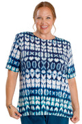 Vikki Vi Jersey Blue Tribal Short Sleeve Tunic