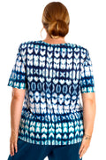 Vikki Vi Jersey Blue Tribal Short Sleeve Tunic