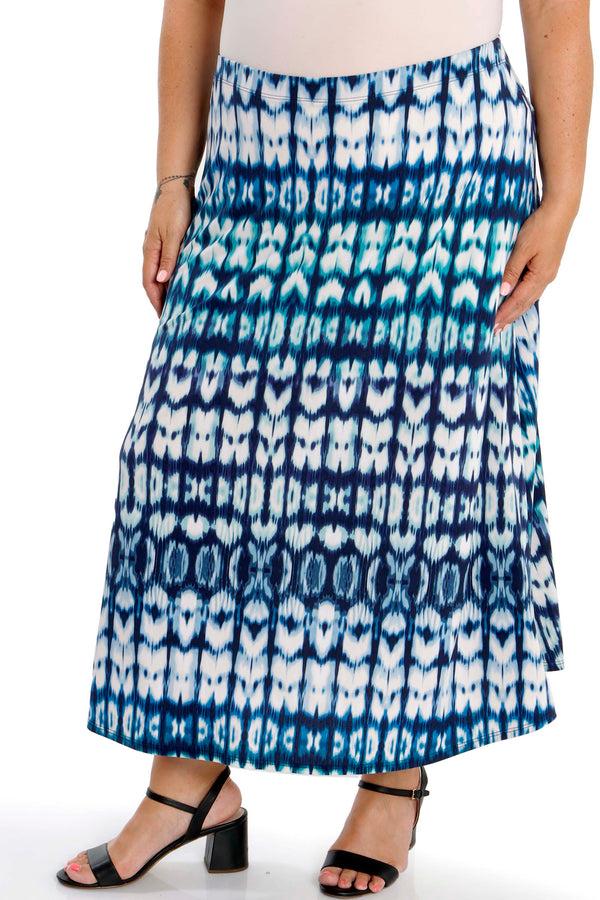 Vikki Vi Jersey Blue Tribal Maxi Skirt