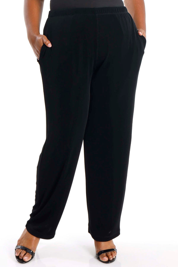 Vikki Vi Classic Black Petite Pull on Pant with Pockets