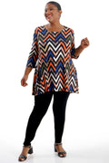 Vikki Vi Jersey Chevron 2 Pocket Swing Tunic