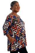 Vikki Vi Jersey Chevron 2 Pocket Swing Tunic