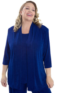 Vikki Vi Classic Royal Blue 3/4 Sleeve Kimono Jacket