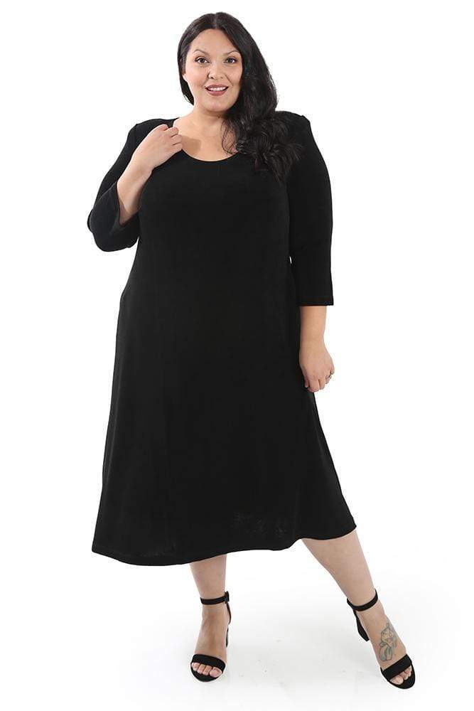 Vikki Vi Classic Black 34 Sleeve A Line Dress