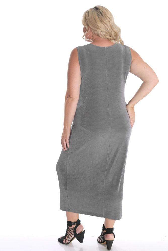 Vikki Vi Classic Cool Gray Sleeveless Maxi Tank Dress