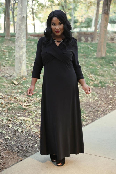 Dresses Vikki Vi Jersey Black Crossover Maxi Dress