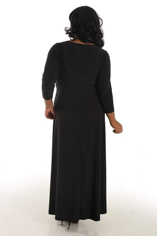 Vikki Vi Jersey Black Faux Wrap Maxi Dress