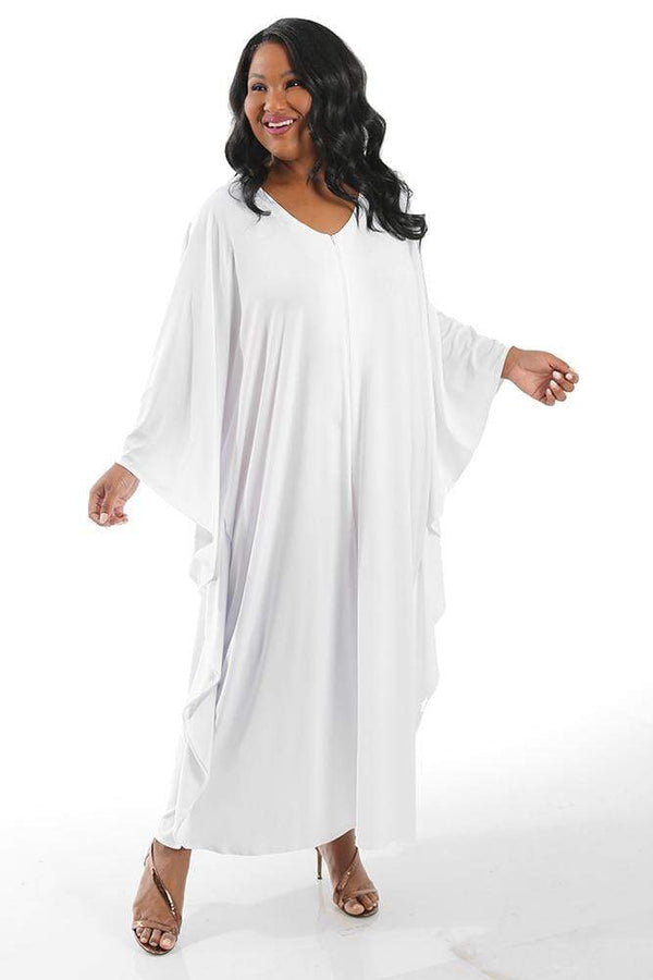 Dresses Vikki Vi Jersey White Zip Front Caftan