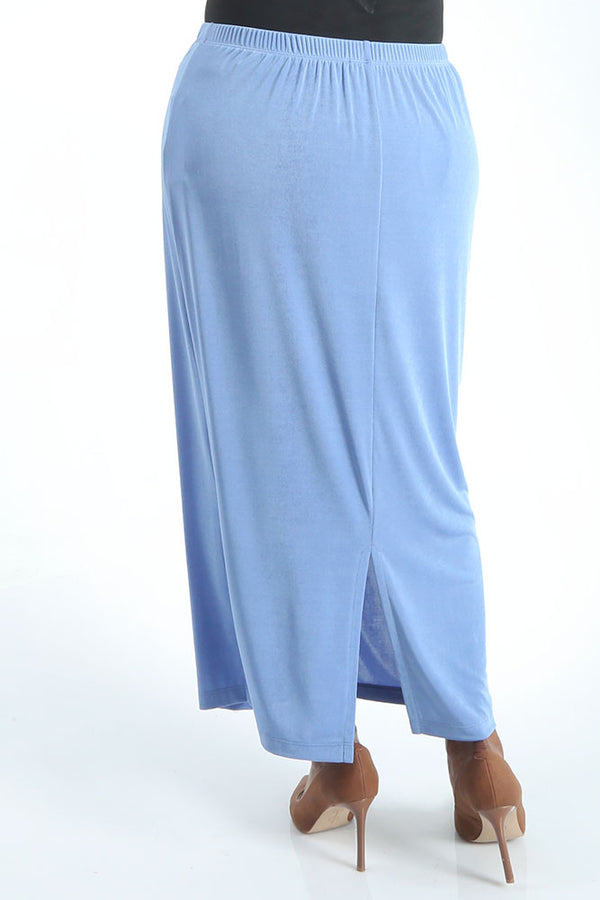 Vikki Vi Silky Classic Dusty Blue Straight Maxi Skirt