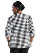 Vikki Vi Brushed Jersey Houndstooth 3/4 Sleeve Top