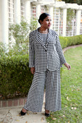 Vikki Vi Brushed Jersey Houndstooth Wide Leg Pull on Pant