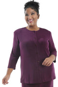 Jackets Vikki Vi Classic Boysenberry 3/4 Sleeve Cardigan