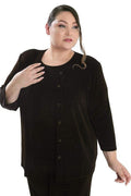 Jackets Vikki Vi Classic Dark Chocolate 3/4 Sleeve Cardigan