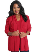 Vikki Vi Jersey Red 3/4 Sleeve Kimono Jacket