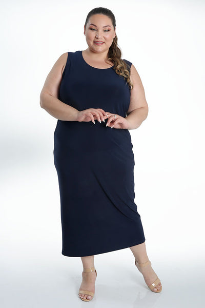 Plus size navy 2025 blue tank dress