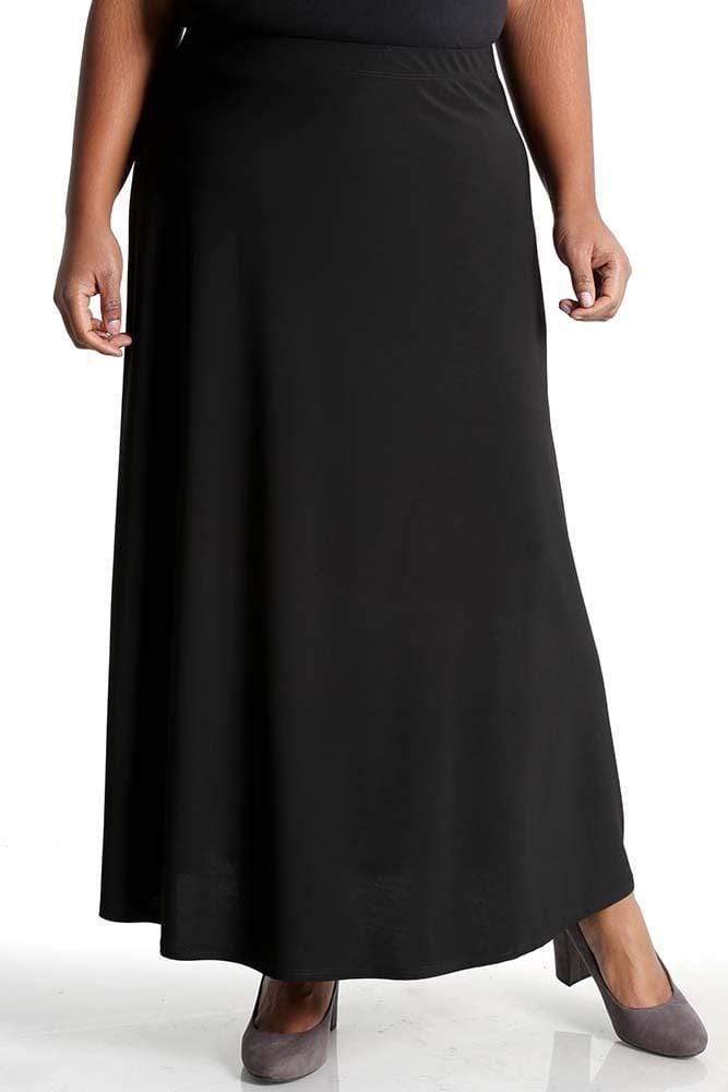 Vikki Vi Jersey Black Maxi Skirt | PlusbyDesign.com