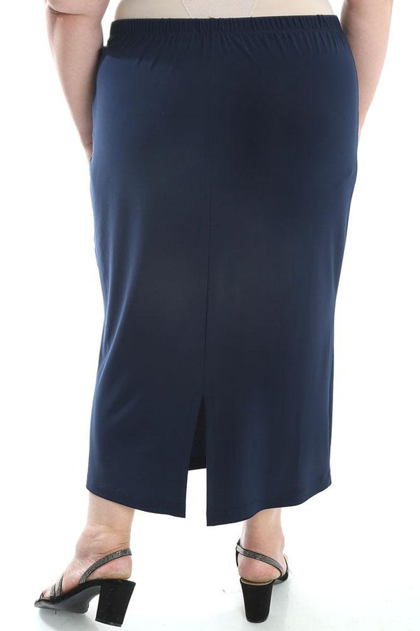 Vikki Vi Jersey Navy Straight Maxi Skirt