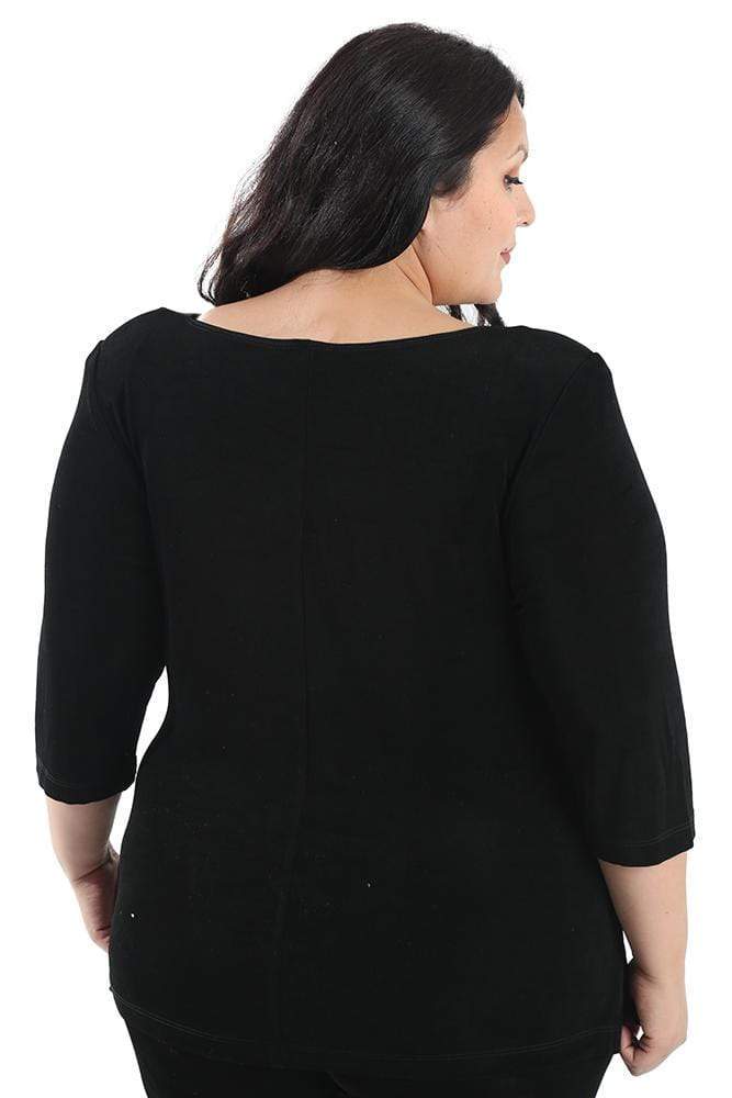 Vikki Vi Classic Black Deep Scoop Neck Top