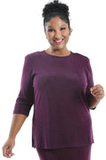 Tops Vikki Vi Classic Boysenberry 3/4 Sleeve Top