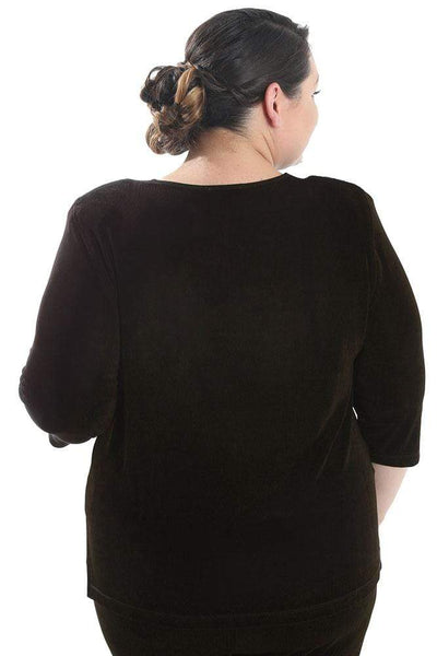 Tops Vikki Vi Classic Dark Chocolate 3/4 Sleeve Top