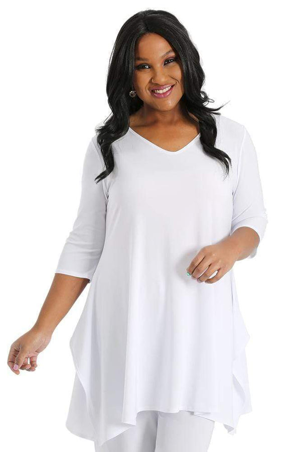 Tops Vikki Vi Jersey White Handkerchief Tunic