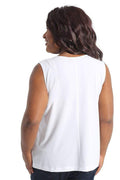 Tops Vikki Vi Jersey White V-Neck Tank